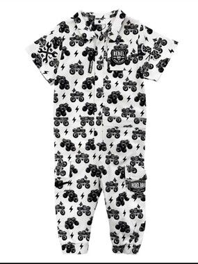 Rebel Bro Pit Crew Romper in WWXRB Monster Truck AXEL- 5-6T